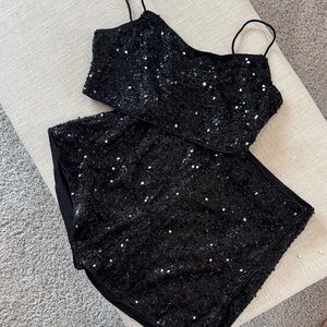 Black Sequin Two-Piece Set